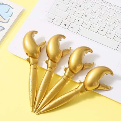 comprare Mini penna a sfera creativa a forma di pinze di granchio di pesce di legno dorato 0.7mm penna a sfera fabbricazione online