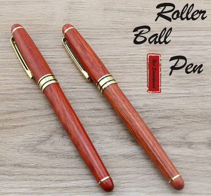 comprare Red Sandalwood Luxury Roller Ball Pen 0.5mm Business Roller Pen con accessori in oro fabbricazione online