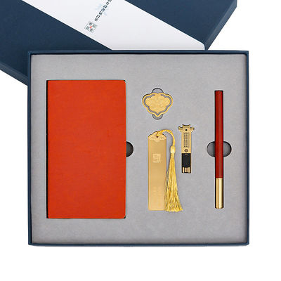 comprare Classical Sandalwood Business Stationery Set Bookmark Notebook Craft Pen U Disk fabbricazione online