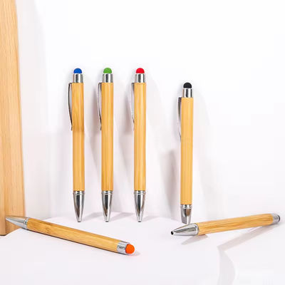 comprar 2 en 1 Bolígrafo colorido de madera de bambú con pantalla táctil Bolígrafo promocional Fabricación en línea