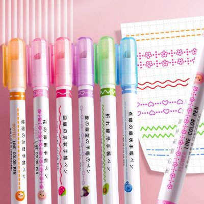 Buy Colorful Pattern Shape Linear Curve Highlighter Pens For Handbook Journals Notes online manufacture