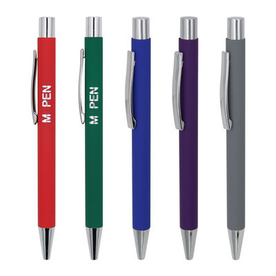 comprar Caliente lápiz de bolas de metal de recubrimiento suave 1.0mm punta clip bolígrafo de bolígrafo logotipo personalizado Fabricación en línea