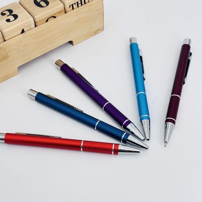 Buy Aluminum Barrel Press Metal Ball Pen 1.0mm Matt Aluminum Ballpoint Pen Non-slip Grip online manufacture
