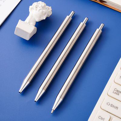 comprar Bolígrafo de alta calidad de todo acero de prensa de bolígrafo de estilo simple de metal de barril de bolígrafo duradero Fabricación en línea