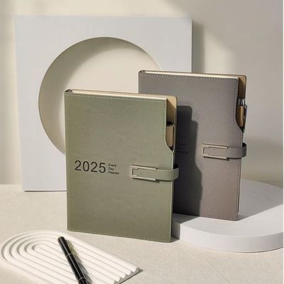 Buy Enterprise Customizable A5 PU Leather Business Notebook Yearly Planner With Month Tab online manufacture