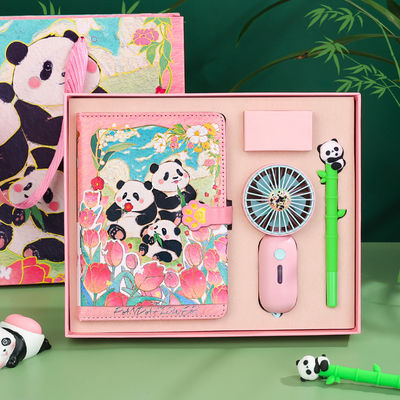 Buy Kawaii Panda Notebook Gift Box Journal Set With Notebook Pen Handheld Fan Thermos online manufacture