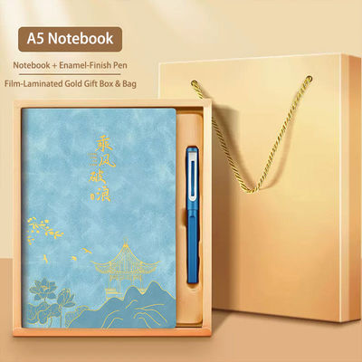 Beli Kotak Hadiah Bisnis Logo Kustom Grosir China Chic A5 Notebook Pena Bookmark Set pembuatan online