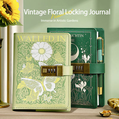 Buy Vintage Flower Language Locking Notebook B6 Combination Lock Journal online manufacture