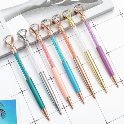বড় ক্রিস্টাল ডায়মন্ড বলপয়েন্ট পেন 1.0mm ফ্যাশন চকচকে ধাতব উপহার বল পেন